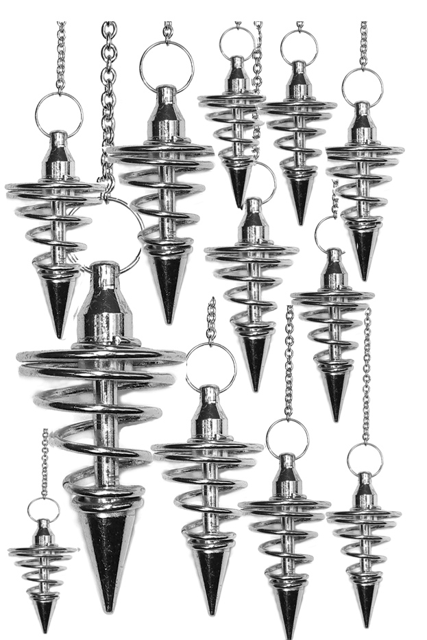 Silver Metal SPIRAL Pendulums (12 pcs)