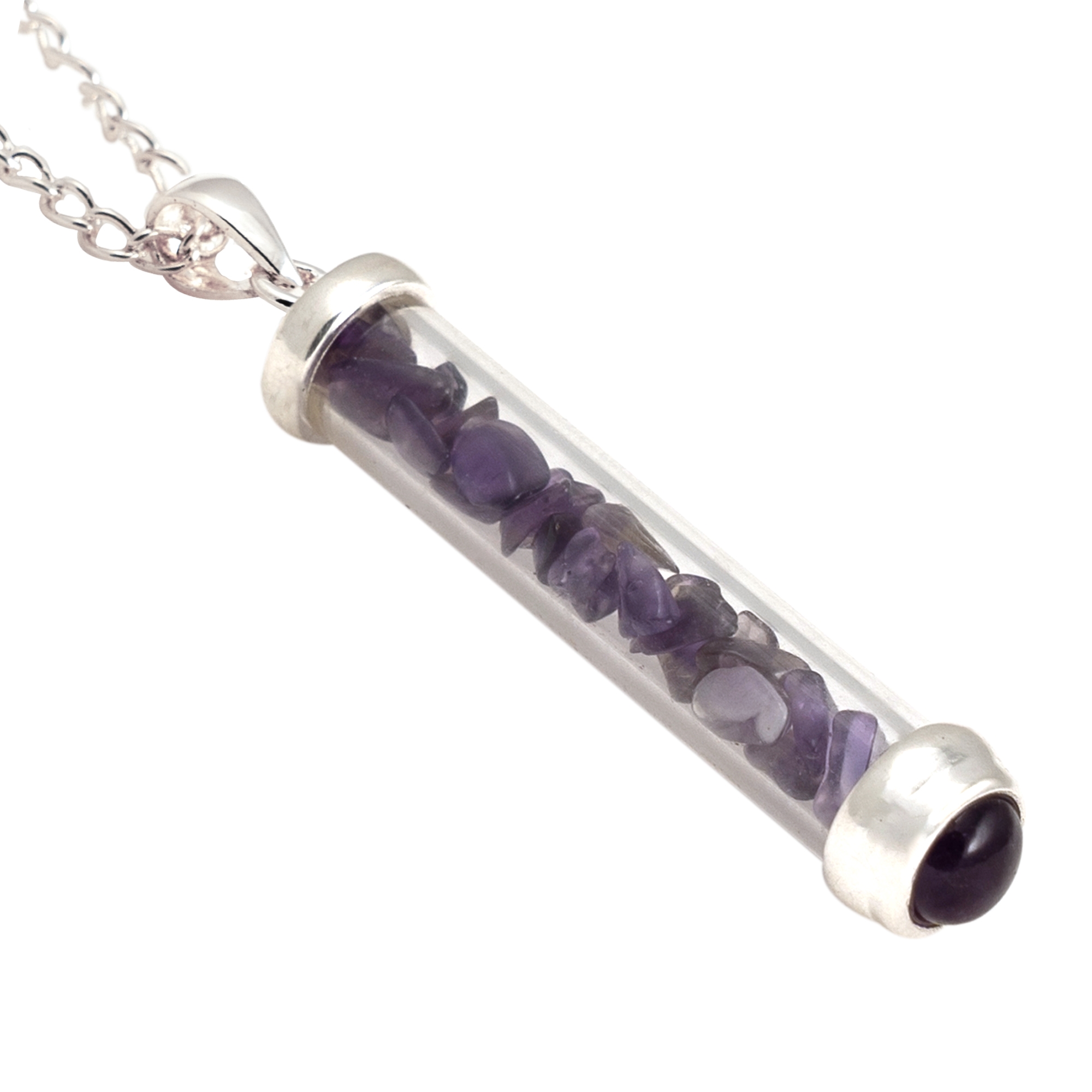 AMETHYST Gem Power Vial Pendant for Healing