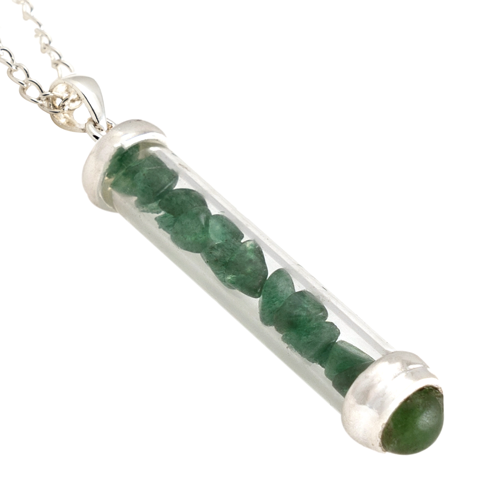 Green Aventurine Gem Power Vial PENDANT for Good Luck