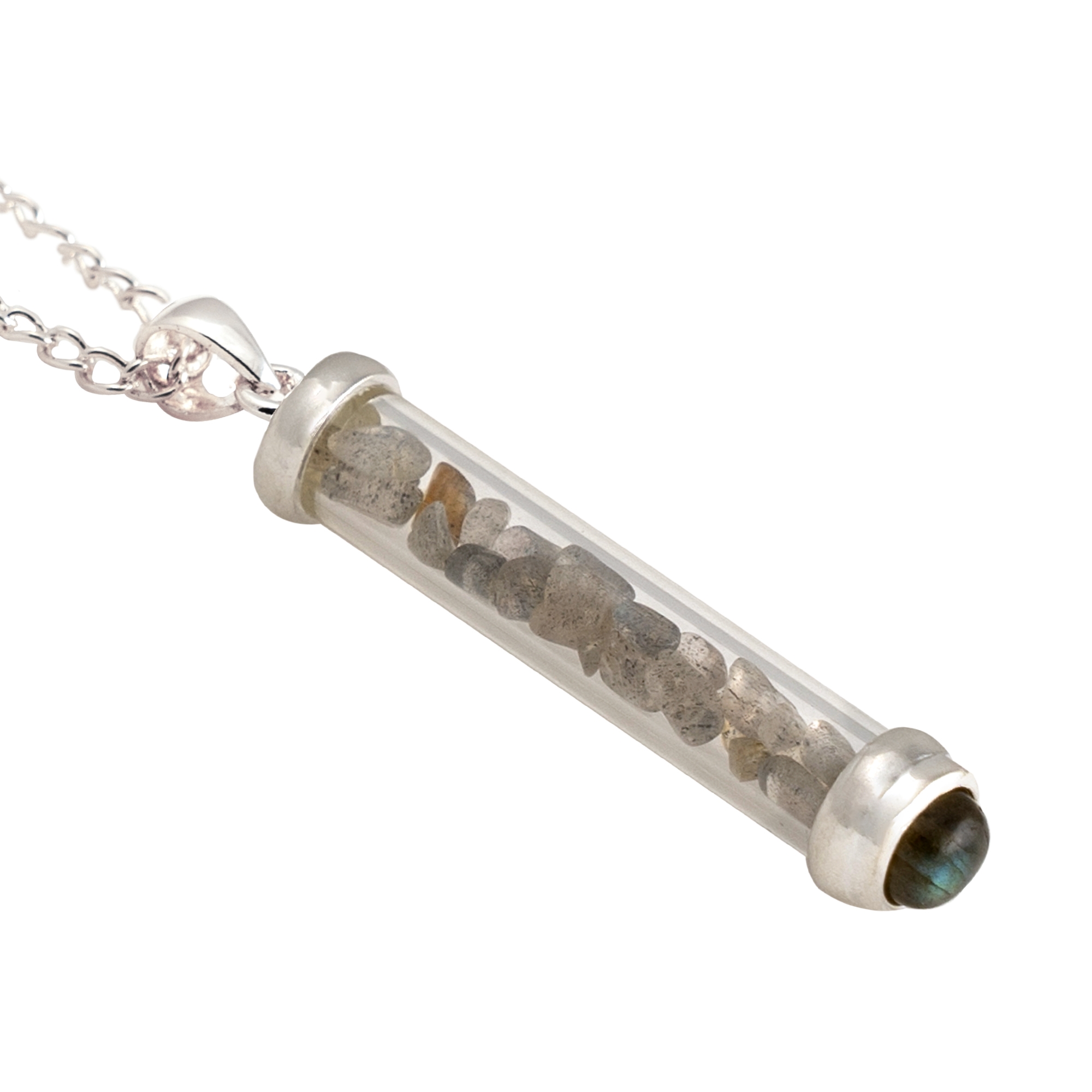 Labradorite Gem Power Vial PENDANT for Calm