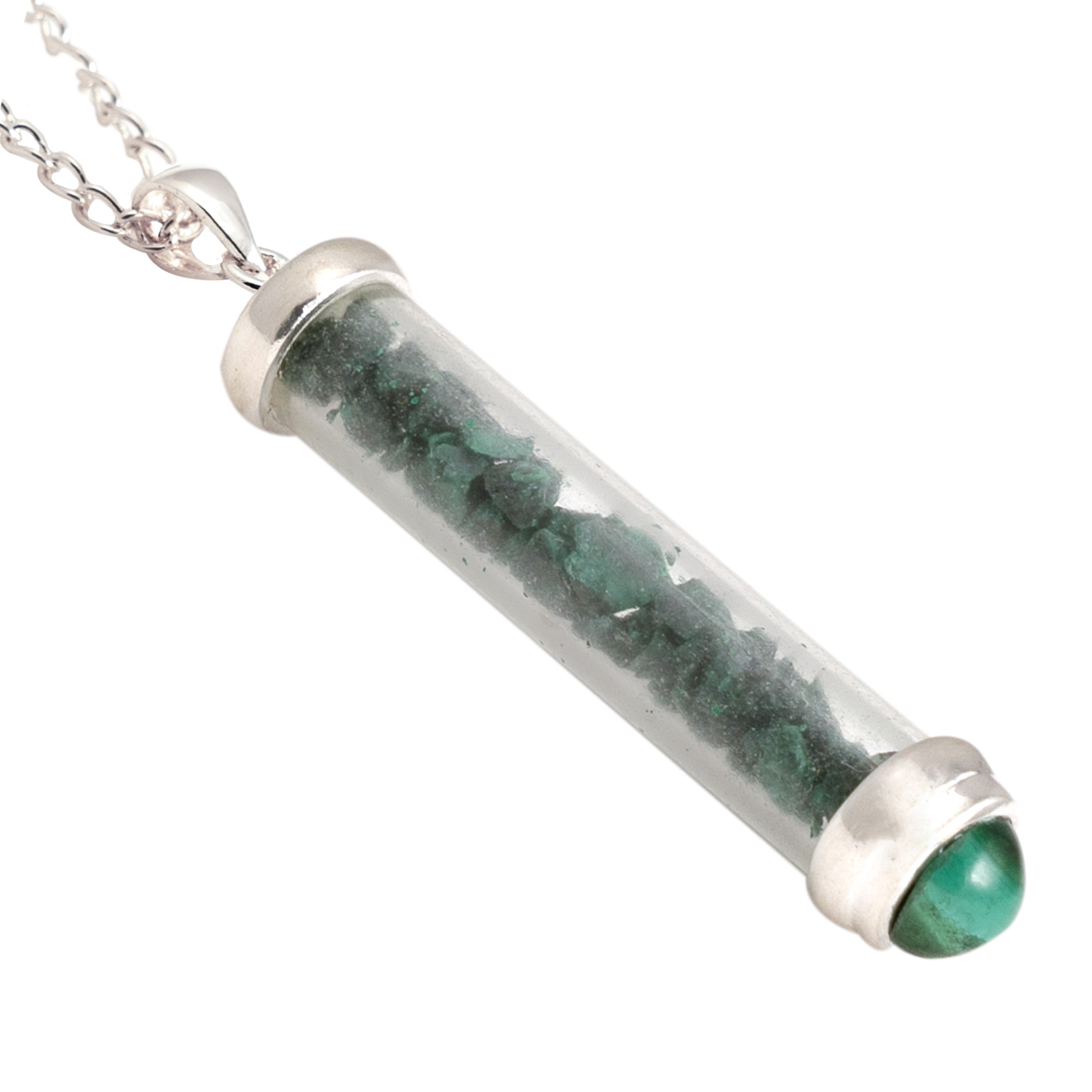 Malachite Gem Power Vial PENDANT for Travel Protection