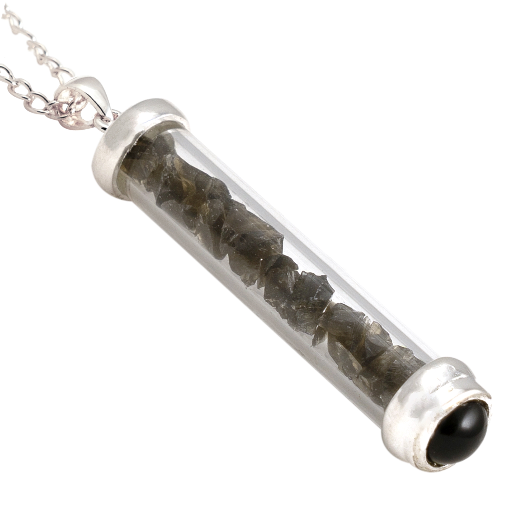 Obsidian Gem Power Vial PENDANT for Grounding