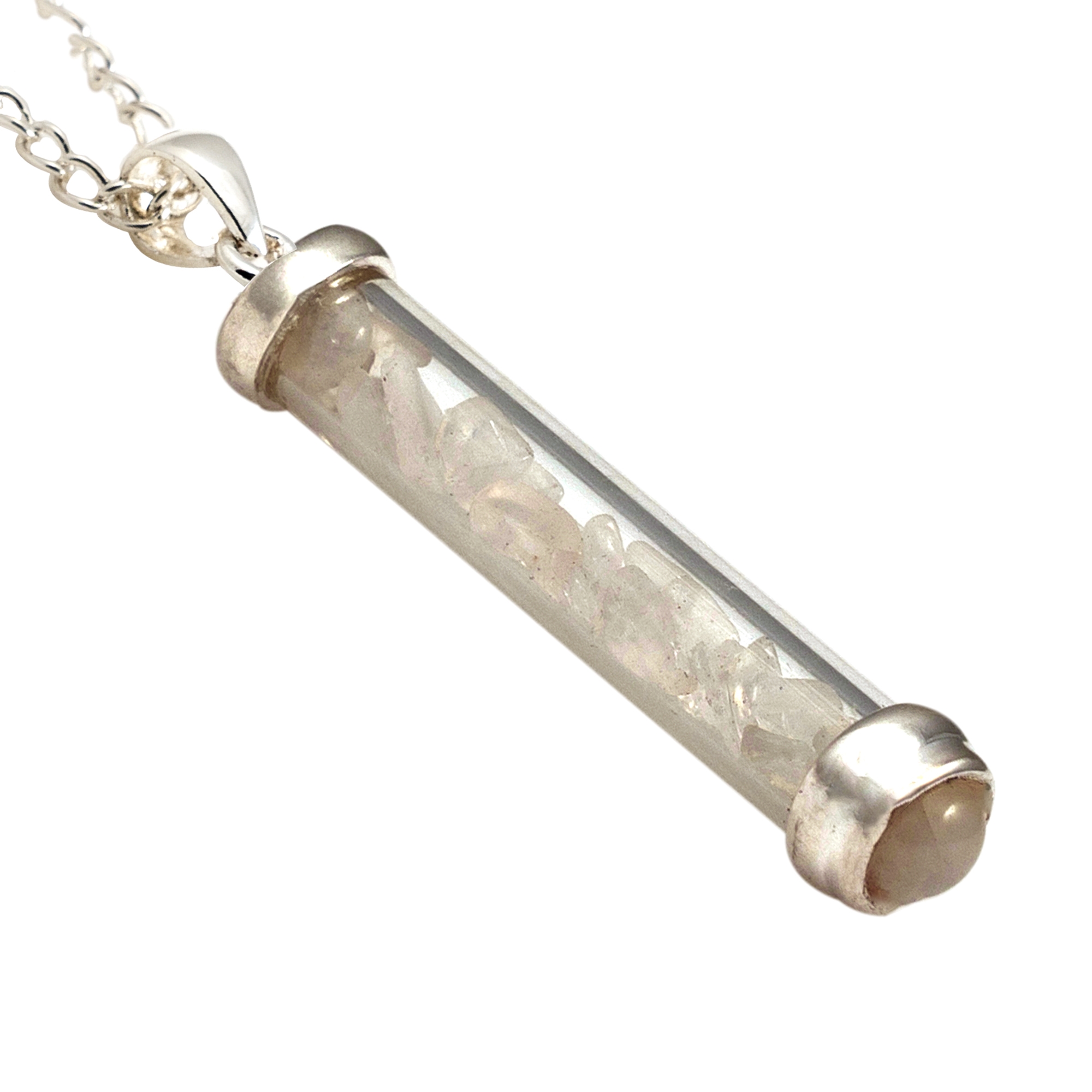 Rainbow Moonstone Gem Power Vial PENDANT for Intuition