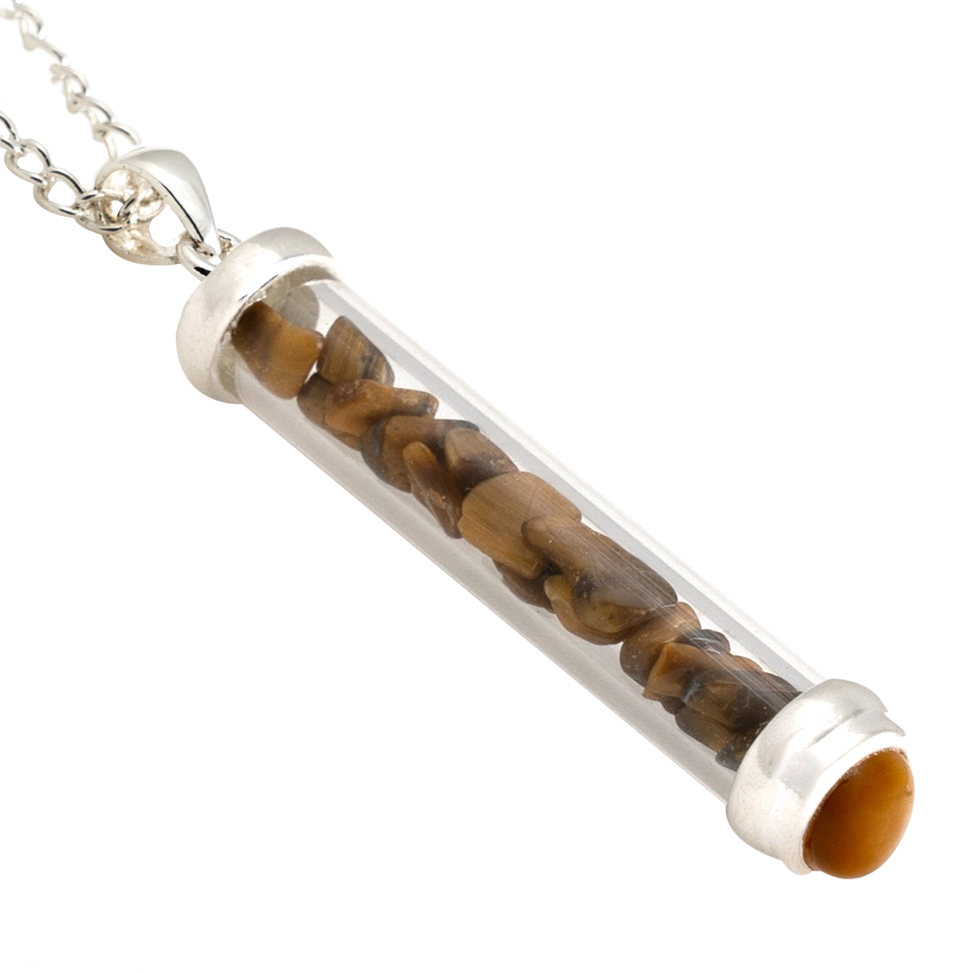 Tiger Eye Gem Power Vial PENDANT for Courage