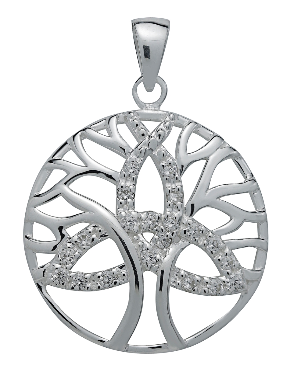 Brilliant Silver Trinity Tree of Life PENDANT for Unity