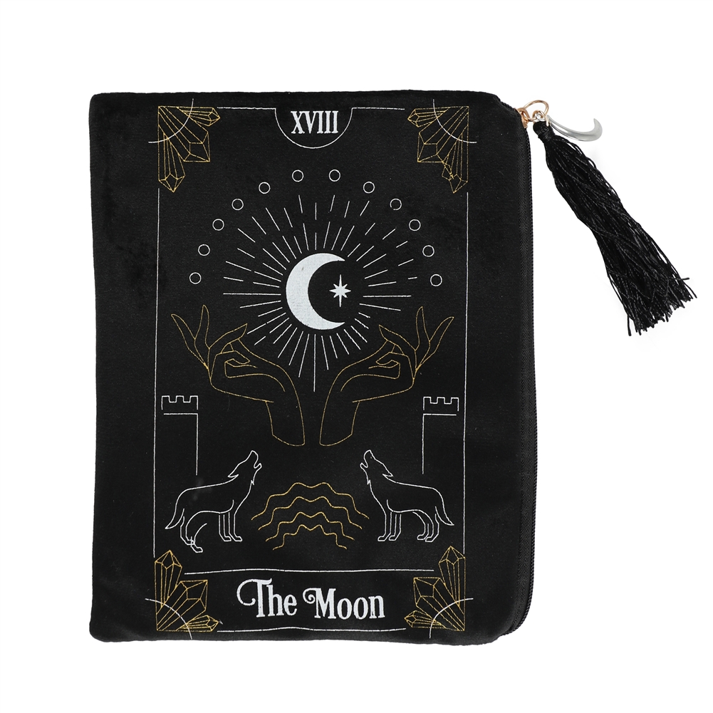 The Moon Black Velvet Zippered Tarot Card BAG